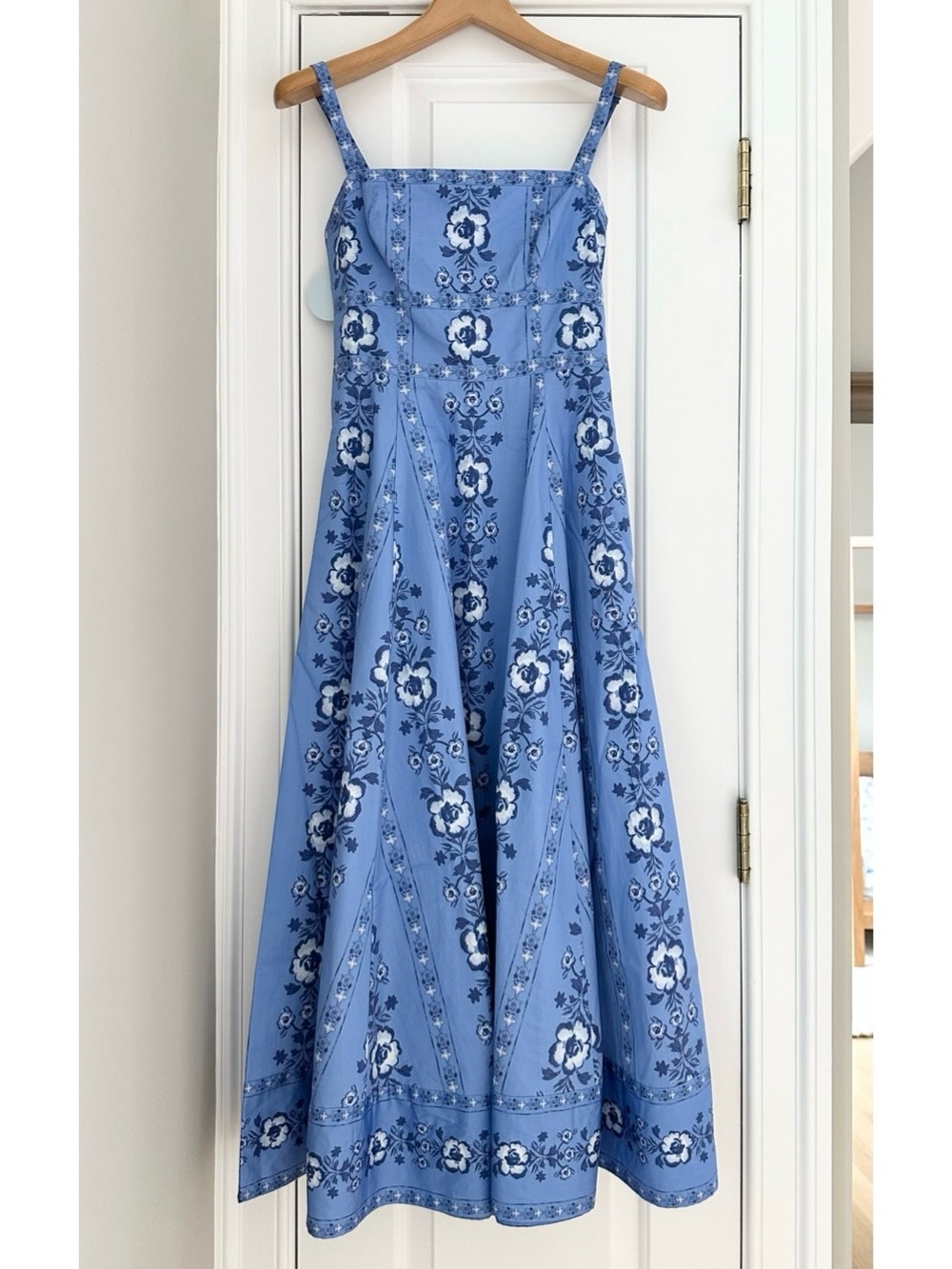 The Margot Dress in Blue Arcadia Border